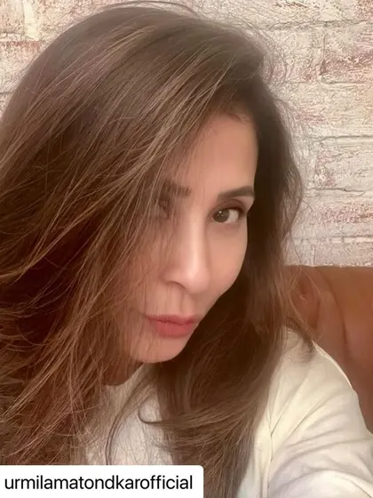 A selfie from Urmila Matondkar showing off her fresh cut and color. I love when clients feel confident and beautiful in their new hair.