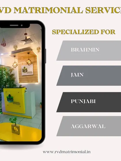 My services are specialized for the Brahmin, Jain, Punjabi, and Aggarwal communities. This image shows my office and highlights my focus on community-based matchmaking.