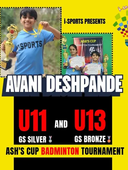 Congratulations to Avani for her double victory at the Ash's Cup Badminton Tournament, securing Silver in GS U11 and Bronze in GS U13.