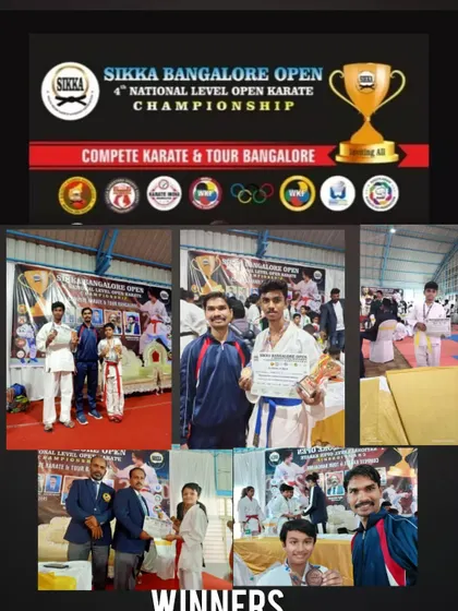 A collage showcasing the winners from our school at the 4th Sikka Open National Level Karate Championship.