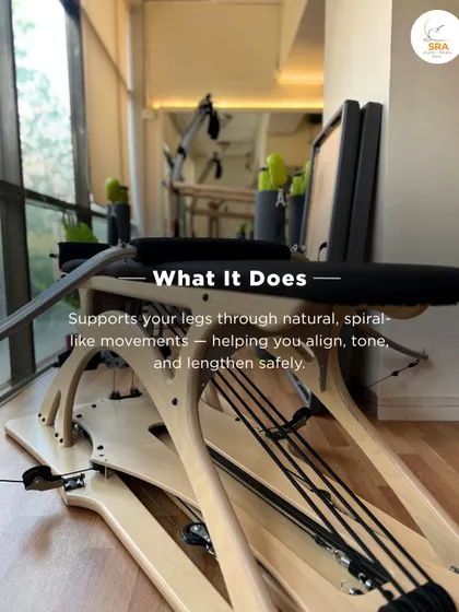 The Gyrotonic® Leg Extension unit supports your legs through natural, spiral-like movements. This unique motion helps you align, tone, and lengthen your muscles safely and effectively.
