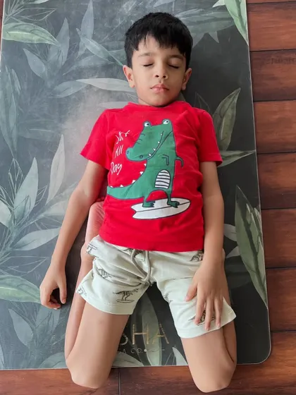 Even our littlest yogis find their moment of peace. It brings me so much joy to see children connect with their breath and discover the quiet magic of yoga in their own playful way.