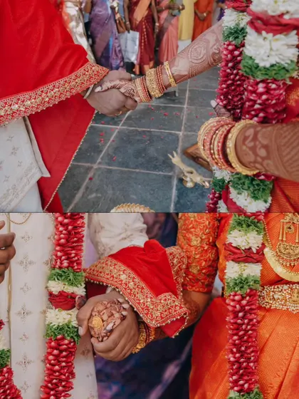 A duplicate of the close-up shots of the couple's hands during the ceremony.