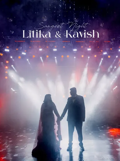 This is what a sangeet night should feel like. A grand stage, dramatic lighting, and you two, the stars of the show. I focus on creating these powerful, cinematic moments that capture the energy and glamour of your celebration.