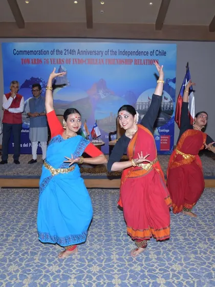 Performing with my disciples for the National Day ceremony of the Embassy of Chile. My work often involves cultural diplomacy, creating unique choreographies that build bridges between India and the world.