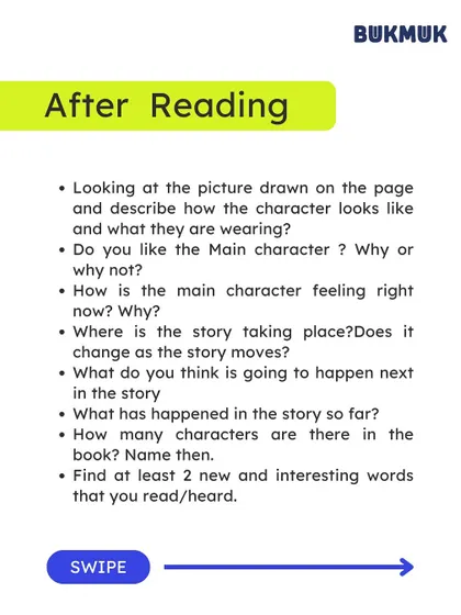 An 'After Reading' guide for kids under 4, which is the same as the 'During Reading' guide. For this age, repetition and simple observation are key to building engagement and comprehension.