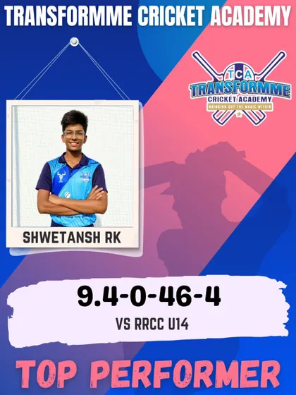 Shwetansh RK's 4-wicket haul against RRCC U14.