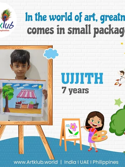 Seven-year-old Ujjith proves that greatness comes in small packages with his drawing of an ice cream cart.