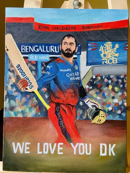 The full painting of Dinesh Karthik, a tribute to the "DK effect."