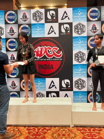 A proud moment as Aditi receives her gold medal. Her dedication has been proven time and again, and we look forward to many more victories.