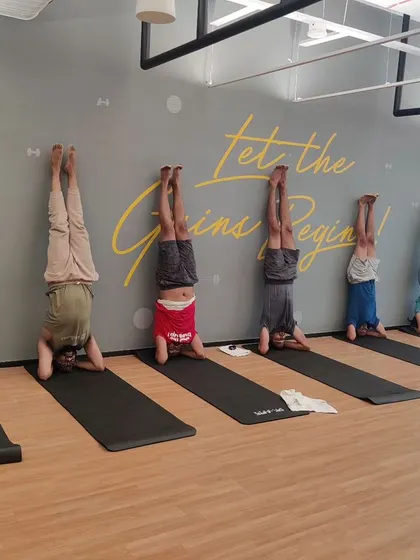 Look at this kickass group of practitioners at the LinkedIn studio working on their headstands. I provide guidance for all levels, whether you are using the wall for support or practicing in the center. It’s all about progressing at your own pace.