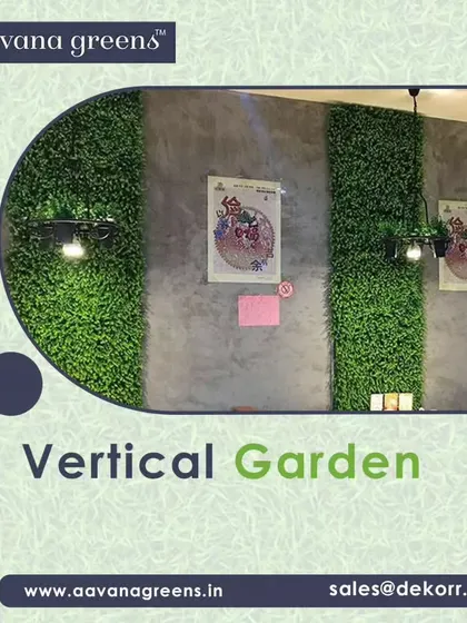 Even a simple setup with vertical green panels can make a huge impact. In this cafe interior, the green panels break up the concrete wall, adding texture, color, and a touch of nature.
