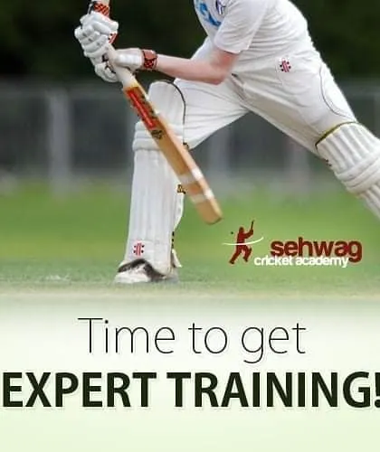 A close-up shot of a batsman connecting with the ball. Our expert training focuses on timing, footwork, and power to help players score effectively.