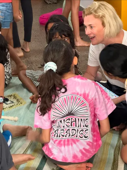 The Norwegian Ambassador engages in conversation with our Micro School children. They had so many curious questions for her about her life and work, demonstrating their confidence and ability to interact with adults.