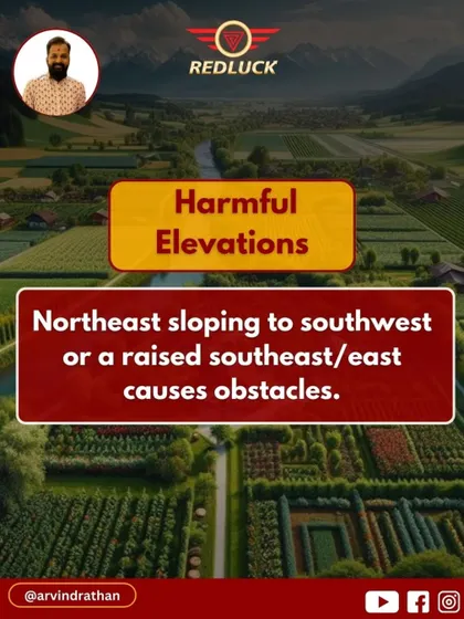 Harmful elevations, such as a Northeast sloping down to the Southwest, can cause significant obstacles in life.