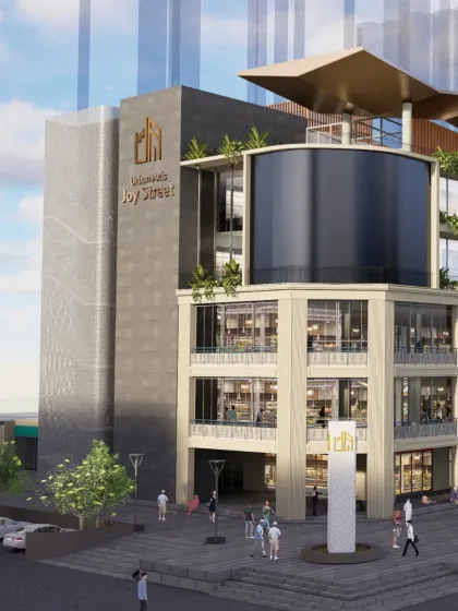 The terraces at our Gomtinagar commercial complex come alive with rooftop bars and cafes. This design approach activates every level of the building, offering a mix of fun, food, and functionality.