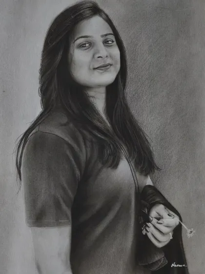 Another close-up of the finished portrait.