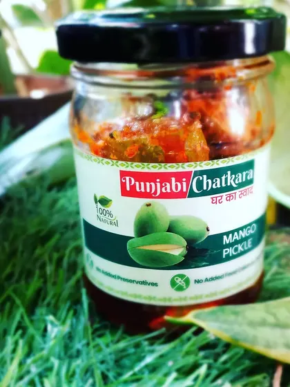 My Mango Pickle jar, pictured in a natural setting to reflect its all-natural ingredients.