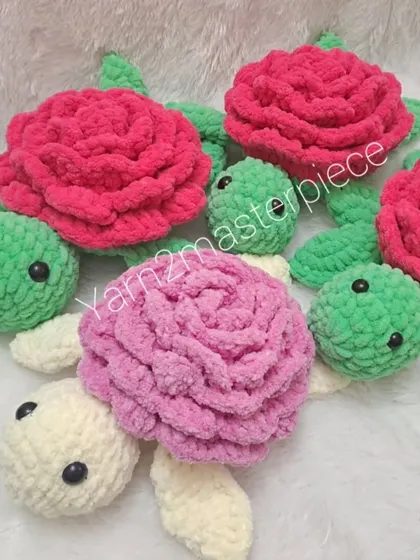 A mix of rose turtles in different colors. I can customize the colors of both the turtle and the rose to match your preference.