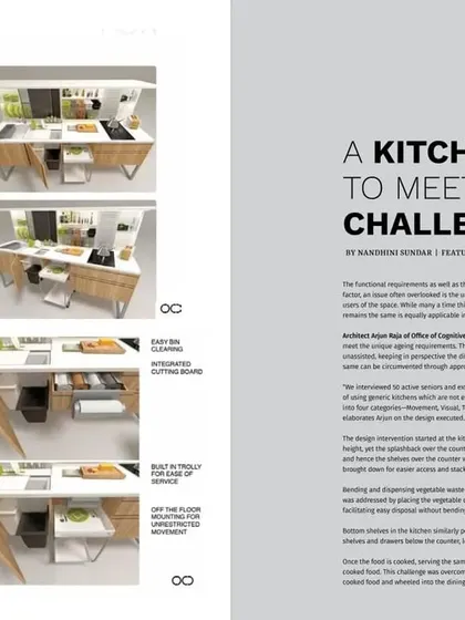 Our empathy-based design approach was featured in Antarya magazine for a project on kitchens designed for the active aging population. This work, based on extensive user interviews, showcases our commitment to solving real-life problems through thoughtful spatial design.