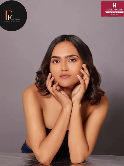 Another pose from the natural makeup portfolio shoot, highlighting the clean, fresh look created by our students.