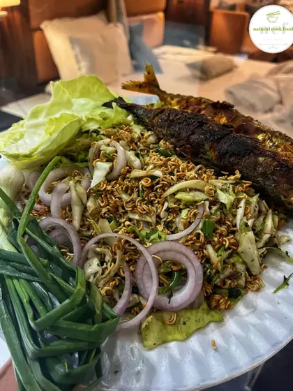 For me, singju is everything. Here it is served with a whole grilled fish and fresh spring onions.