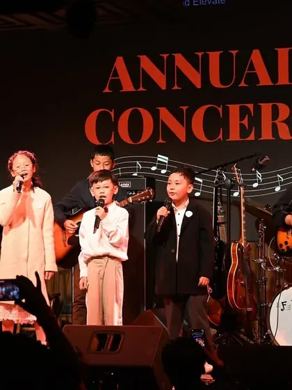 A snapshot of one of our youngest bands taking the stage. We believe in giving every student, no matter their age, the opportunity to experience a real concert performance.