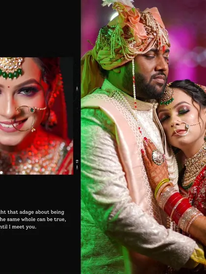 A collage showing the intimate connection between the bride and groom. These candid shots capture the tender moments and emotions that make a wedding day so special.
