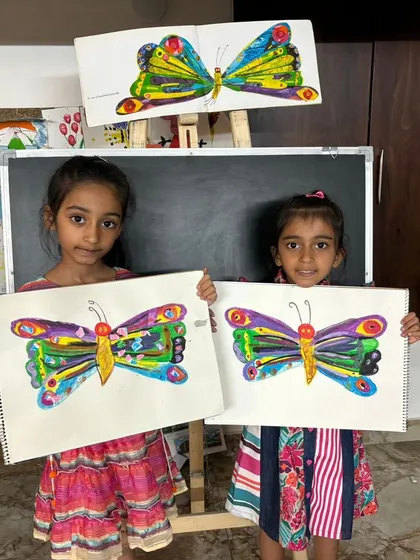 Inspired by Eric Carle's 'The Very Hungry Caterpillar', these little caterpillars are blooming into beautiful butterflies. This activity combines story time with a fun art project.