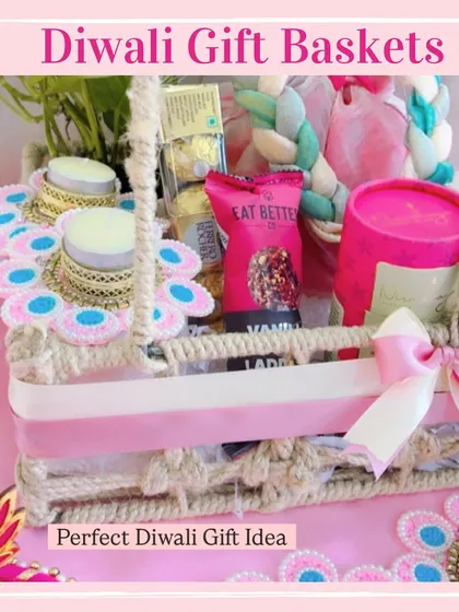 A close-up view showing the details of the items packed inside this perfect Diwali gift basket.
