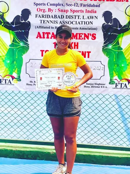 Hitakamya became runner-up in the AITA women's 1 Lac Singles event in Faridabad, showing her strength in the senior category.