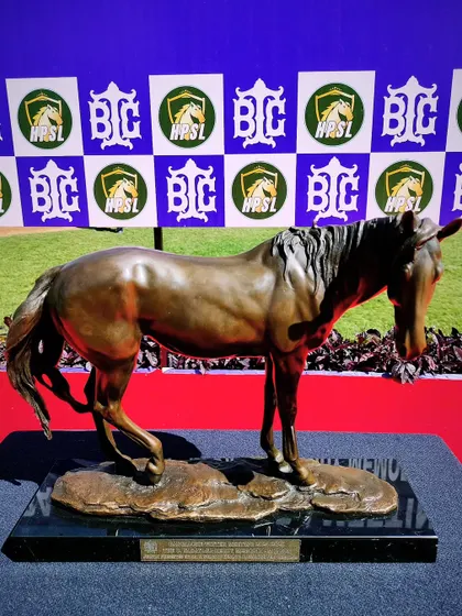 The C. Narayana Reddy Memorial Million trophy, a beautiful bronze horse sculpture.