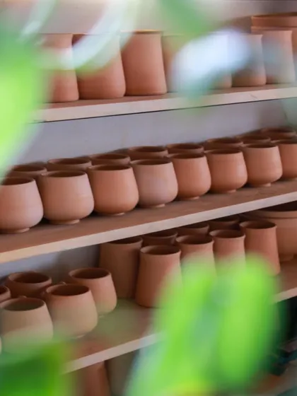 More greenware on the shelves. Managing space and timing is crucial when working on multiple production projects at once.