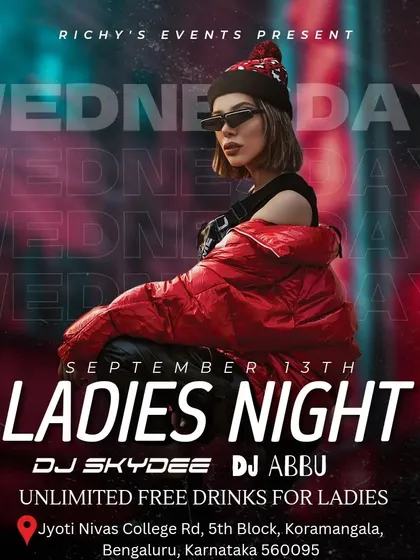 A stylish poster for a September ladies' night at Indigo XP.