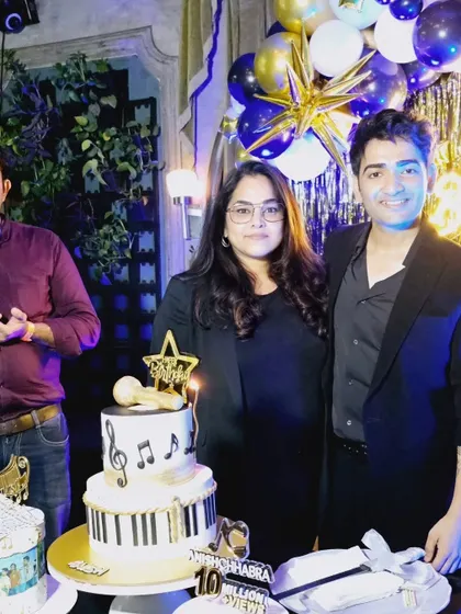 I was so happy to be at Anish Chhabra's celebration and pose for a photo with him and the cakes I created for his special night.