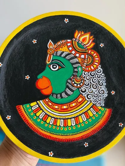 A duplicate image of the striking Hanuman wall plate, perfect for a home altar or as a piece of spiritual art.