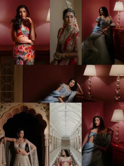 A collage showcasing the many looks of a single bride. This demonstrates how we capture the different facets of a bride's personality and style across her various wedding events, from traditional to contemporary.