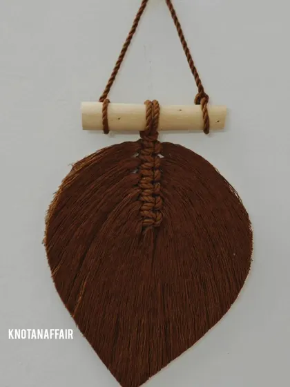 Here is the macrame leaf in a warm brown color. These are very popular as wall decor and can be customized to match your home's color scheme.