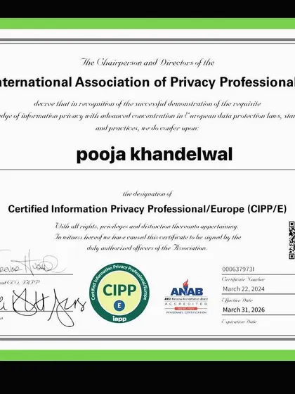 My Certified Information Privacy Professional/Europe (CIPP/E) credential is proof of my deep expertise in international data privacy compliance. I am equipped to build a strong digital fortress for your business against data theft and cyber incidents.