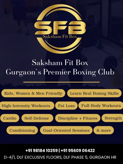 We are Gurgaon's premier boxing club for a reason. This graphic details our comprehensive offerings for kids, women, and men, including high intensity workouts, self defense, and goal oriented sessions.