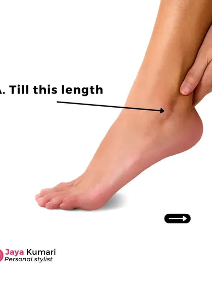 The ideal length for most trousers is ankle length, as shown here. This creates a clean line and works well with most footwear.