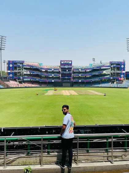 A final look back at the pitch. These grounds are the temples of cricket, and it's an honor to work in them.
