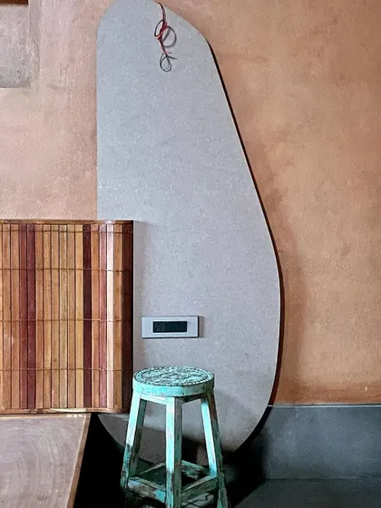 A duplicate image of the interior detail at TARA, showcasing the raw textures before final finishing.