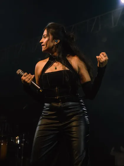 Feeling the power of the music on stage. I love bringing a rockstar vibe to our performances with high-energy Kannada and Hindi film hits.