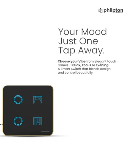 Your desired mood is just one tap away. With these elegant touch panels, you can instantly choose a vibe like 'Relax' or 'Focus', and the system will adjust the lighting and curtains accordingly.