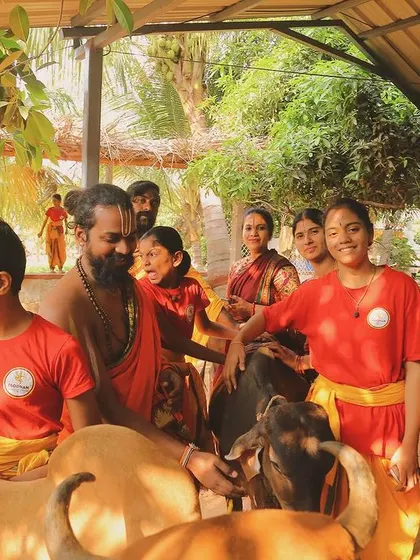 Life in the Gurukul includes 'Go Seva', or caring for cows. This practice instills a sense of compassion, service, and connection to all living beings, a vital quality for a warrior.