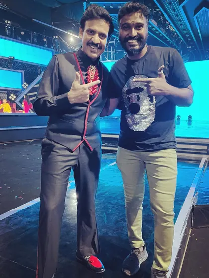 With the energetic host and actor Akul Balaji on set. Always a fun time working with him.