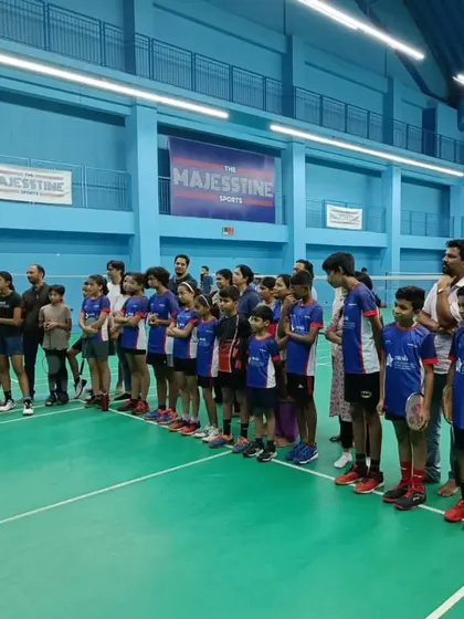Our young badminton players line up before the start of an internal tournament, ready to showcase the skills they've learned.