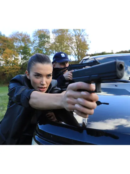 As the costume designer for the action film 'CRAKK', I created practical and powerful looks for the characters. Here, Amy Jackson is in full action mode, with her outfit designed for movement while defining her tough, operative persona.
