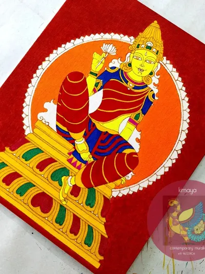 The completed Devi painting, before framing. The final outlines and details bring the piece to life.